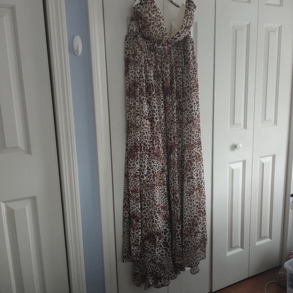Nordstrom Meghan LA Enchanted Garden Leopard Print Maxi Dress XL - Picture 2 of 13